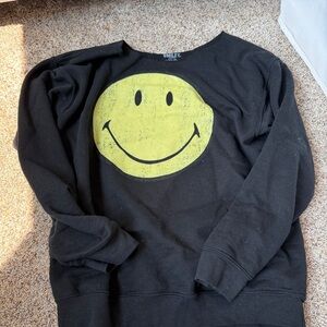 PacSun Black and Yellow Smiley Face Sweatshirt
